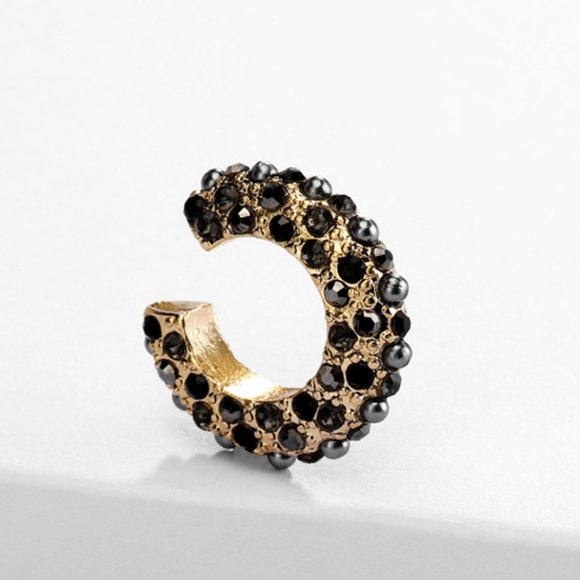 Anthropologie Pearl Crystal Ear Cuff Black Single - Picture 1 of 1